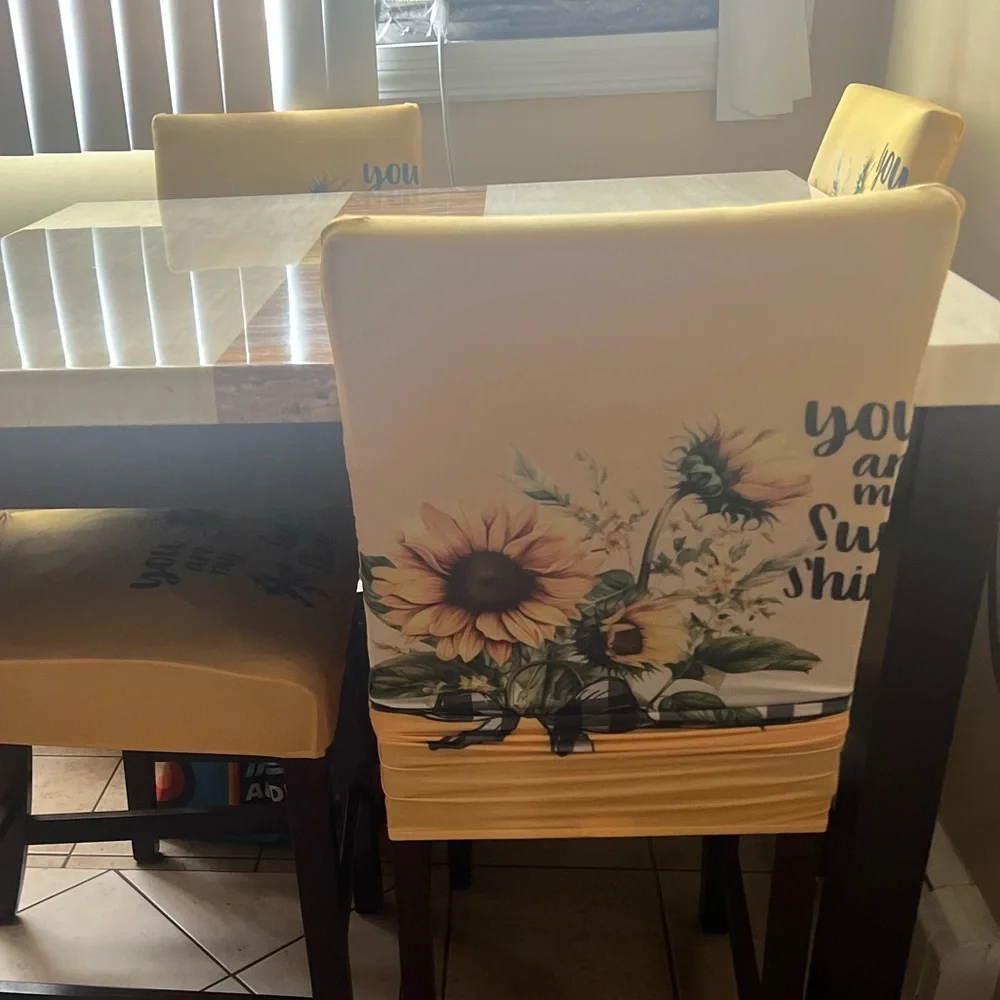 Sunflower Yellow Stretch Chair Covers - Set of 4